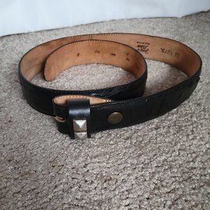 Tony Lama Black Leather Belt with Silver Accents